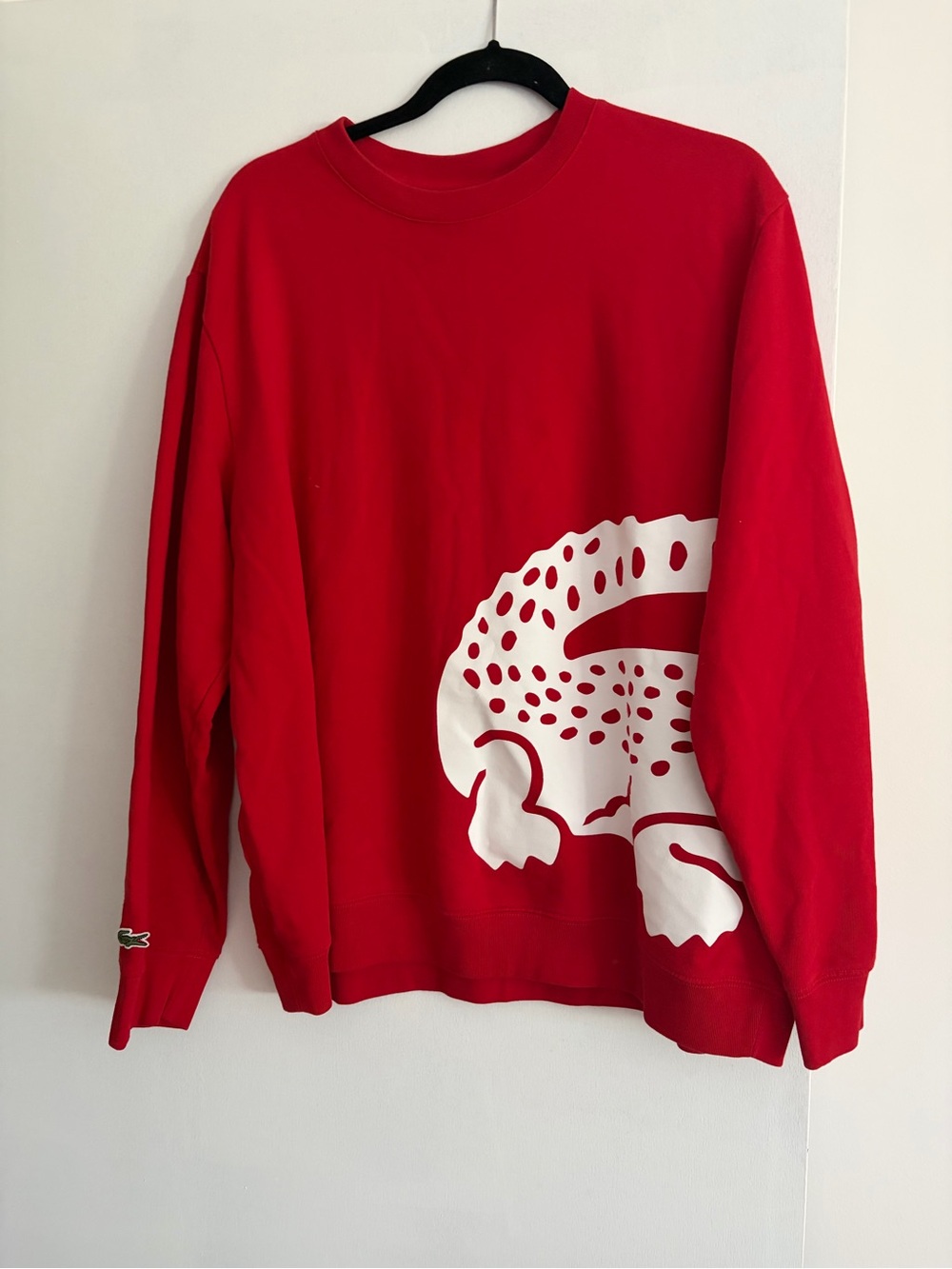 Lacoste Red Crewneck with White Croc Graphic
